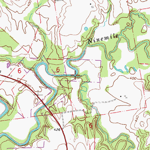 Topographic Map of Little Ninemile Creek, IL