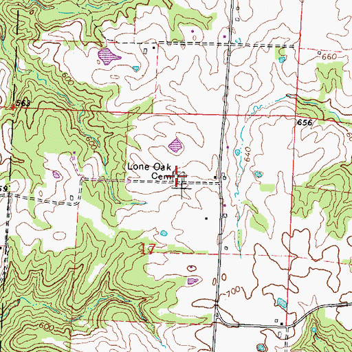 Topographic Map of Lone Oak Cemetery, IL