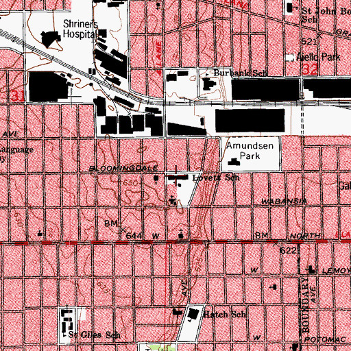 Topographic Map of Lovett School, IL