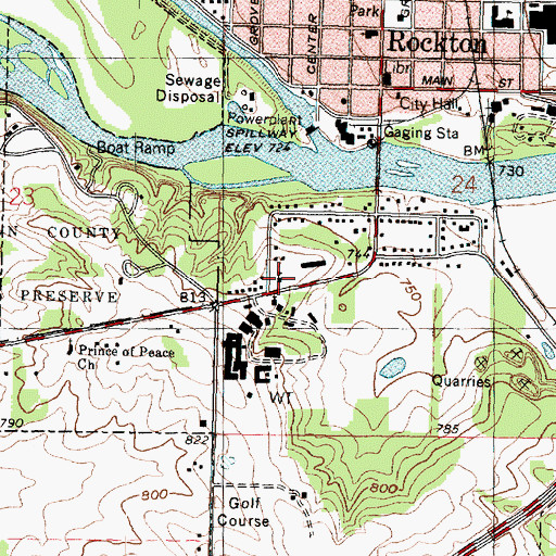 Topographic Map of Mack School, IL
