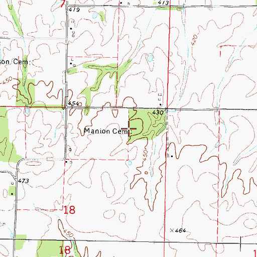 Topographic Map of Manion Cemetery, IL