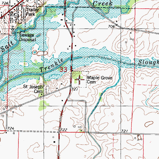 Topographic Map of Maple Grove Cemetery, IL