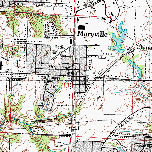 Topographic Map of Maryville, IL