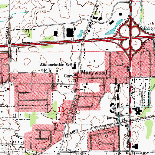 Topographic Map of Marywood, IL
