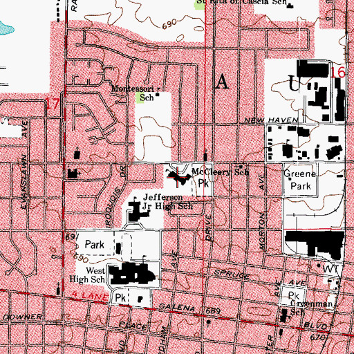 Topographic Map of McCleery Elementary School, IL