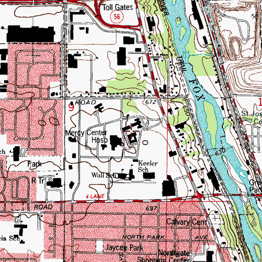 Topographic Map of Mercyville Sanitarium, IL