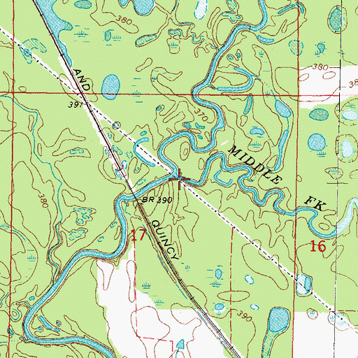 Topographic Map of Middle Fork Big Muddy River, IL