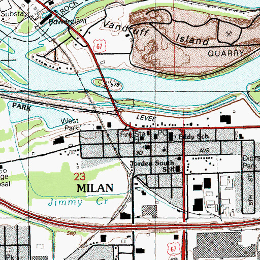 Topographic Map of Milan, IL