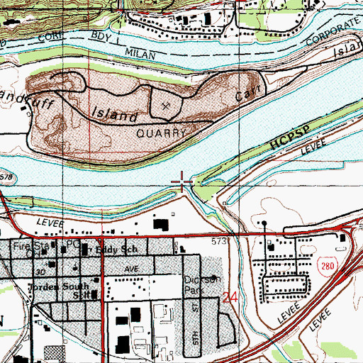 Topographic Map of Mill Creek, IL