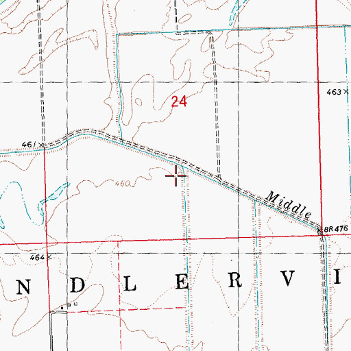 Topographic Map of Miller Creek, IL