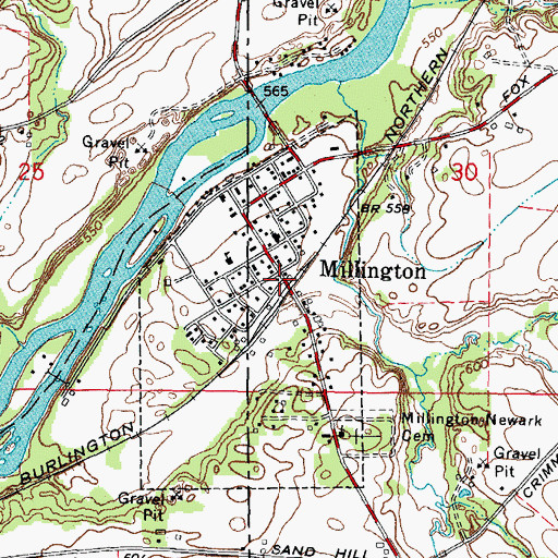 Topographic Map of Millington, IL