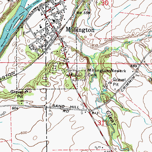 Topographic Map of Millington-Newark Cemetery, IL