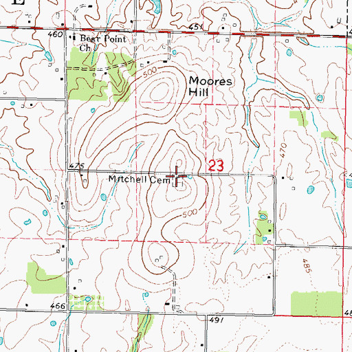 Topographic Map of Mitchell Cemetery, IL