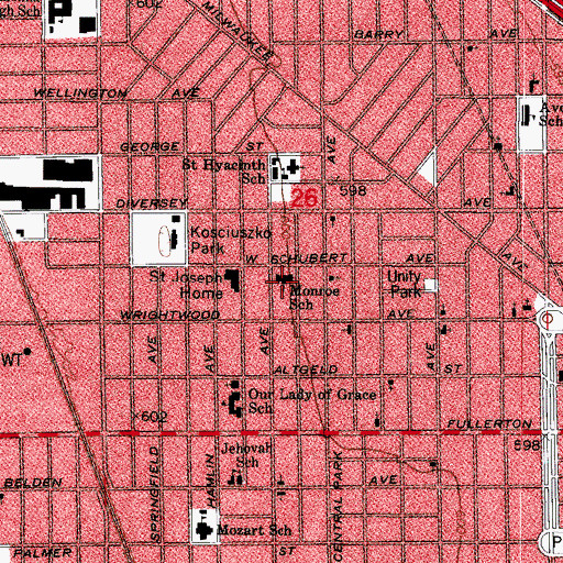 Topographic Map of Monroe Elementary School, IL