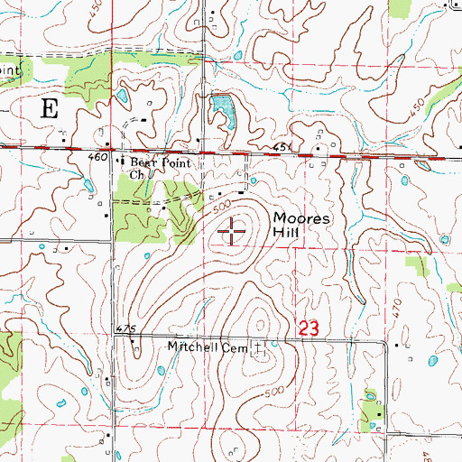 Topographic Map of Moores Hill, IL