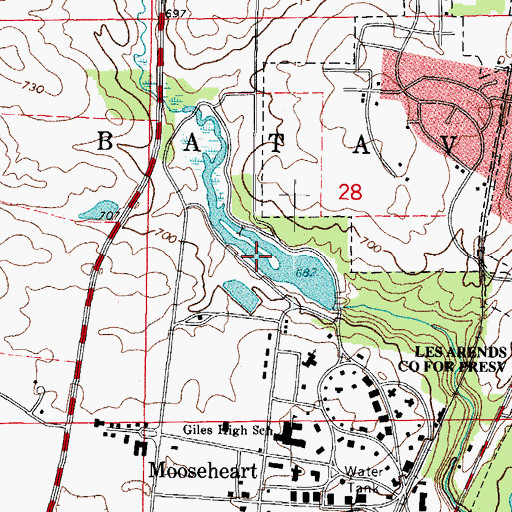 Topographic Map of Mooseheart Lake, IL