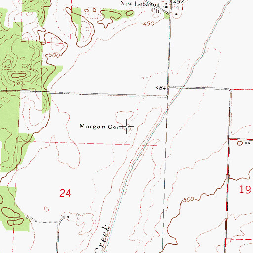 Topographic Map of Morgan Cemetery, IL