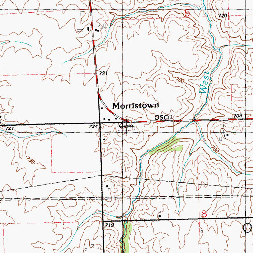 Topographic Map of Morristown Cemetery, IL