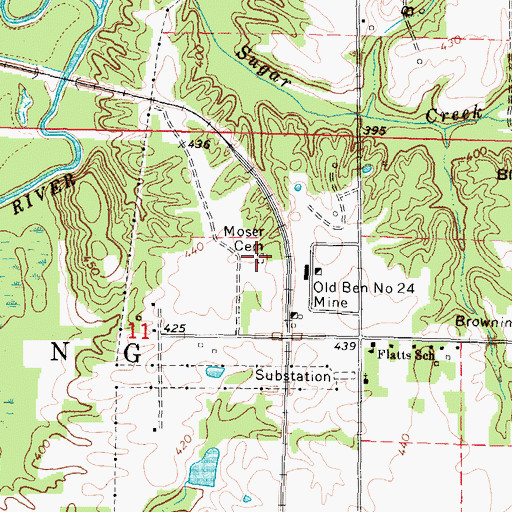 Topographic Map of Moser Cemetery, IL