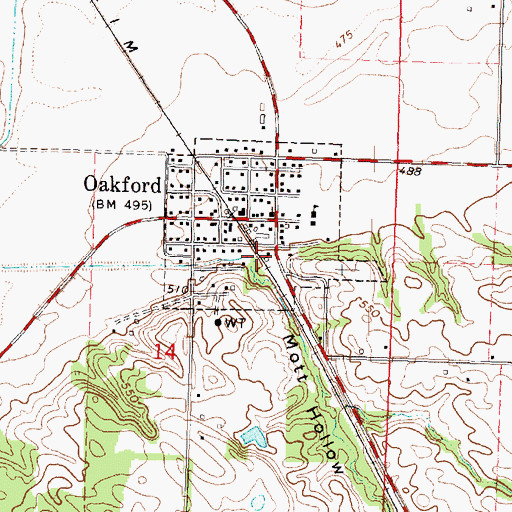 Topographic Map of Mott Hollow, IL