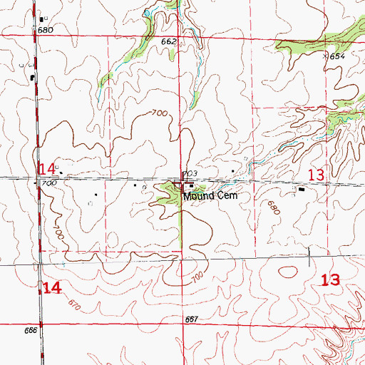 Topographic Map of Mound Cemetery, IL