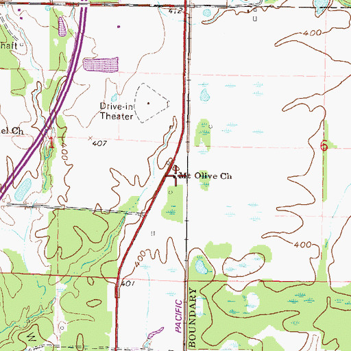Topographic Map of Mount Olive Church, IL