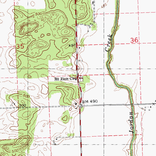 Topographic Map of Mount Zion Church, IL