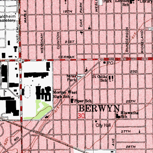 Topographic Map of Mraz Park, IL