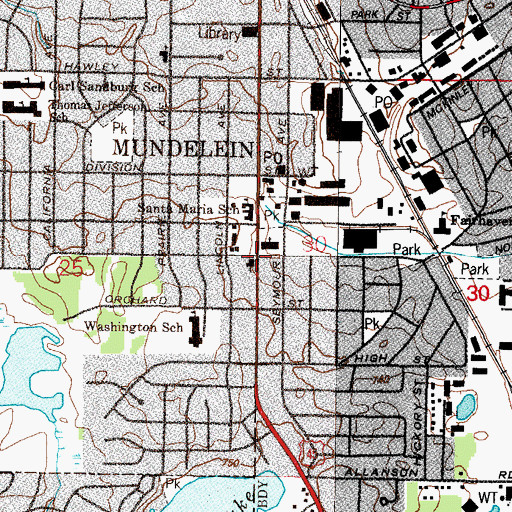 Topographic Map of Mundelein, IL