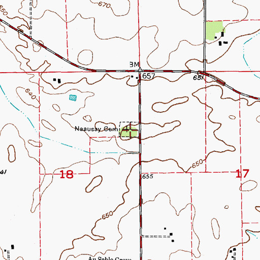 Topographic Map of NaAuSay Cemetery, IL