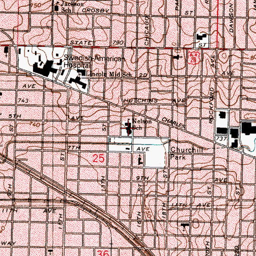 Topographic Map of John Nelson Elementary School, IL