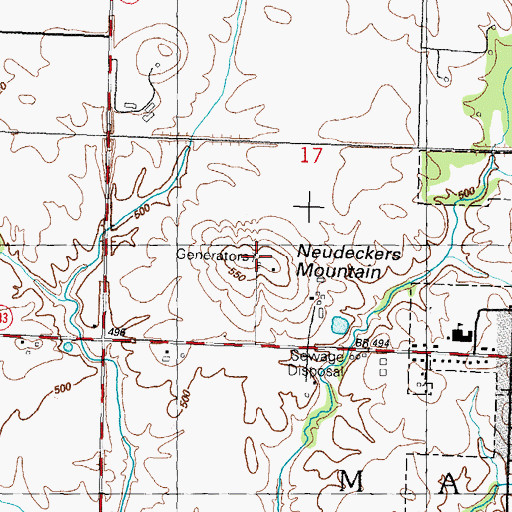 Topographic Map of Neudeckers Mountain, IL