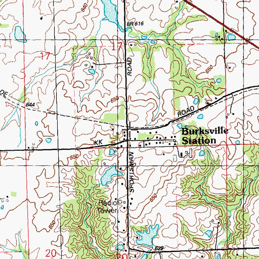 Topographic Map of Burksville Station, IL