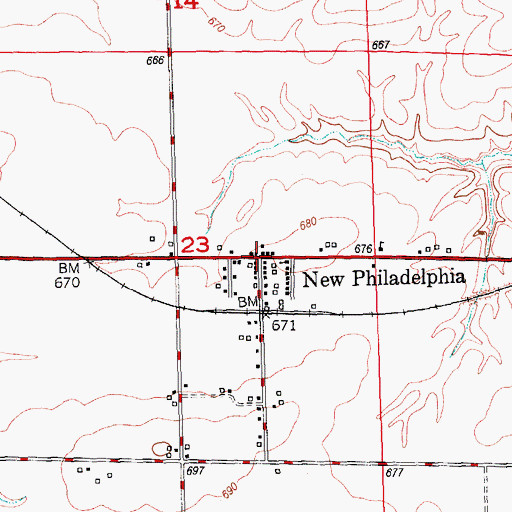 Topographic Map of New Philadelphia, IL