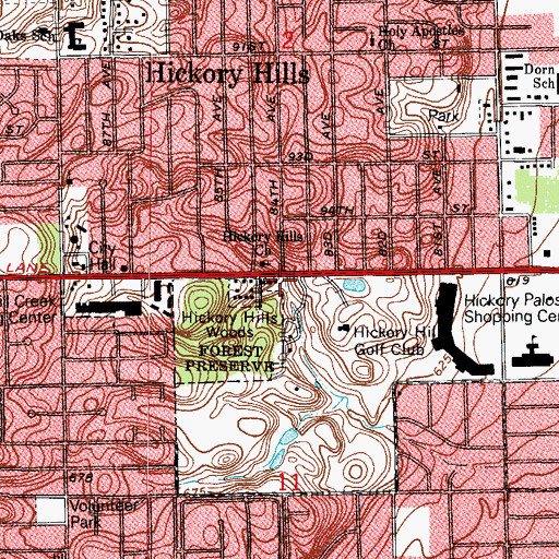 Topographic Map of North Palos School, IL