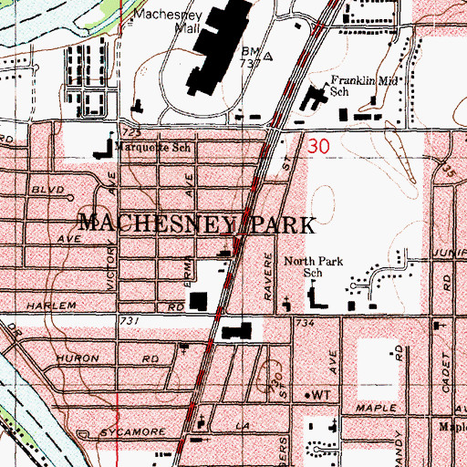 Topographic Map of North Park, IL