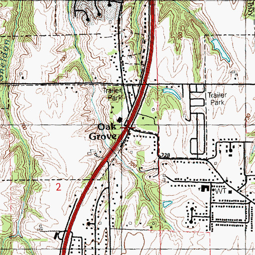Topographic Map of Oak Grove, IL