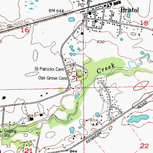 Topographic Map of Oak Grove Cemetery, IL