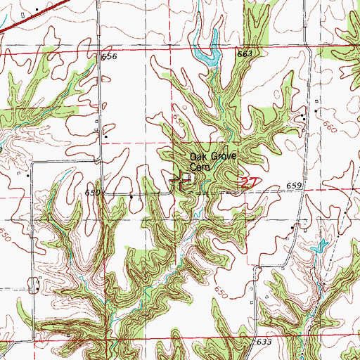 Topographic Map of Oak Grove School (historical), IL