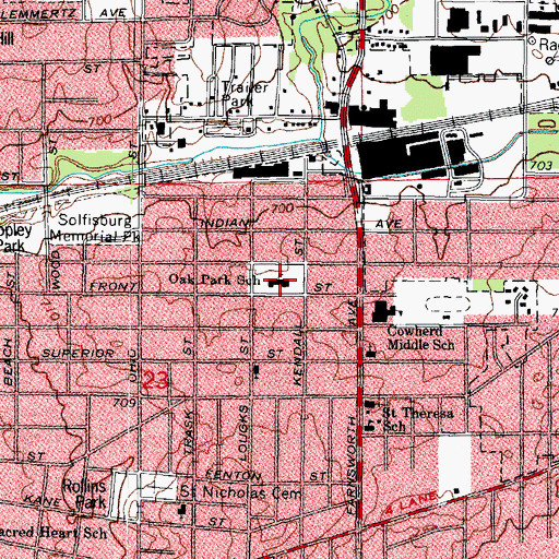 Topographic Map of Oak Park Elementary School, IL