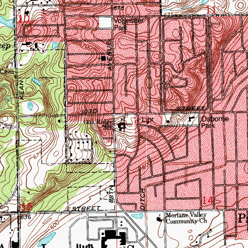 Topographic Map of Oak Ridge Elementary School, IL