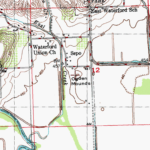 Topographic Map of Ogden Mounds, IL