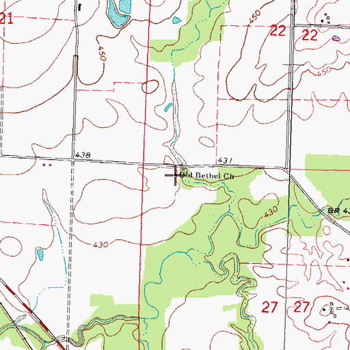 Topographic Map of Old Bethel Church, IL