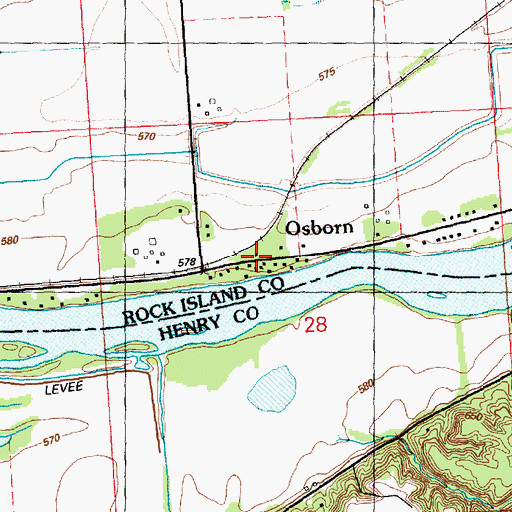 Topographic Map of Osborn, IL