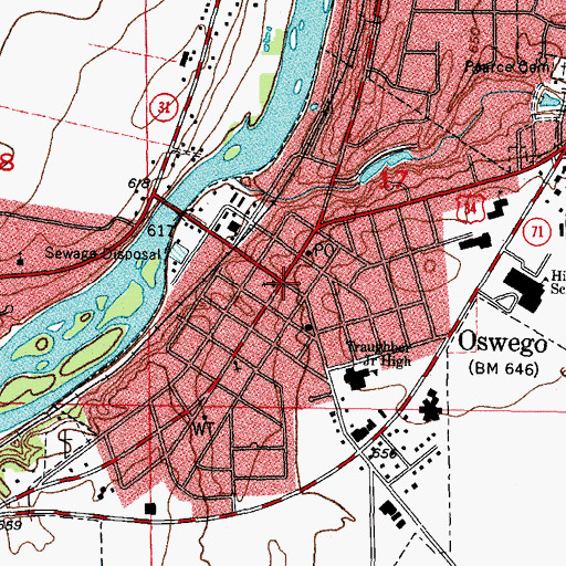 Topographic Map of Oswego, IL