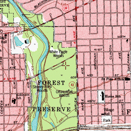 Topographic Map of Ottawa Trail Woods North, IL