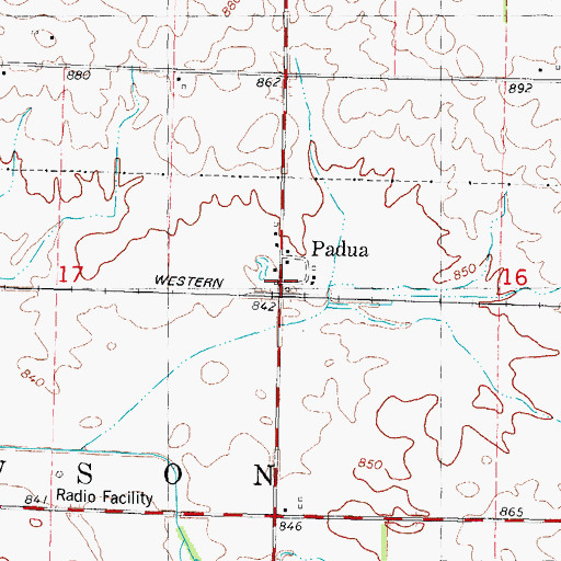 Topographic Map of Padua, IL