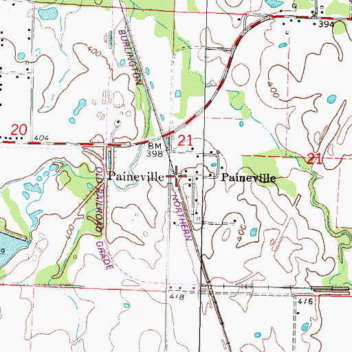 Topographic Map of Paineville, IL