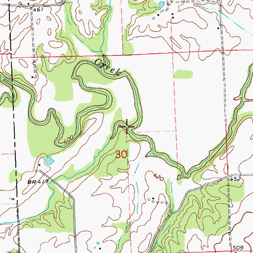 Topographic Map of Paint Creek, IL