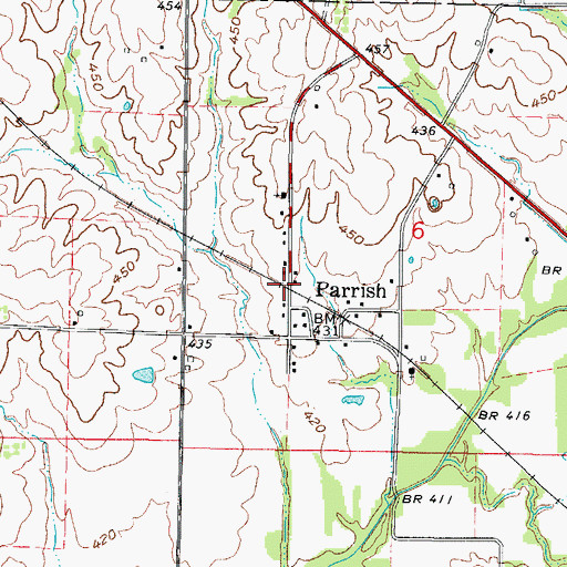 Topographic Map of Parrish, IL